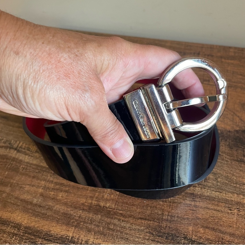Calvin Klein Black or Red Patent Leather Belt Reversible